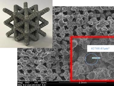 添加剂制造晶格电池表示微观am热管芯结构的SEM图像